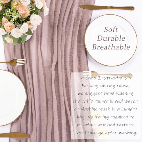 Linen Grey 13.3ft Cheesecloth Table Runner 35x157 Inches Boho Rustic Decor