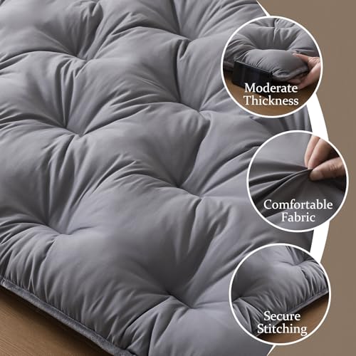 Japanese Futon Mattress Foldable Memory Foam Bed Pad - Twin Grey