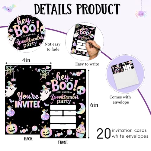 Halloween Party Invitations with Envelopes - 20 Fill-In Cards & Matching Envelopes - WSJ-1 Variation