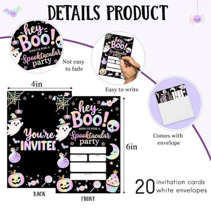 Halloween Party Invitations with Envelopes - 20 Fill-In Cards & Matching Envelopes - WSJ-1 Variation