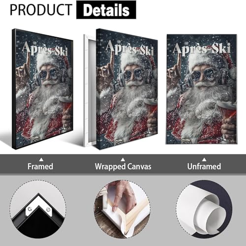 Multi 01 Unframed Retro Apres Ski Canvas Wall Art Christmas Characters 12x16in
