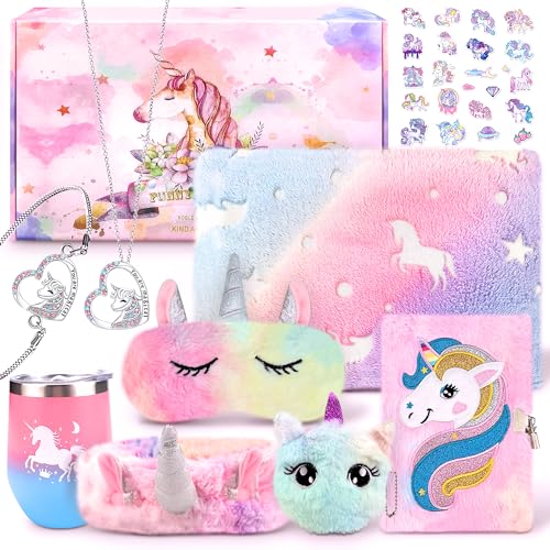 Unicorn Gifts Set for Girls Ages 6-10 with Glow in The Dark Blanket, Jewelry & More
