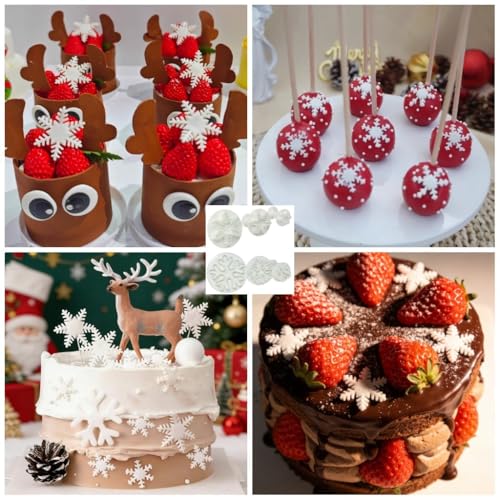 Snowflake Cookie Cutter Set - 6PCS Fondant Decorating Mold for Christmas Baking