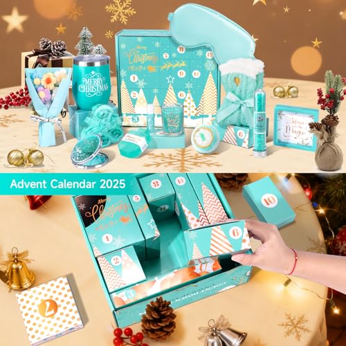 Green 12-Piece Advent Calendar for Women - 2026 Christmas Countdown Gifts