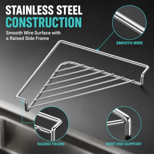 Stainless Steel Corner Sink Shelf - Triangle Corner Sink Drying Rack 1Pc