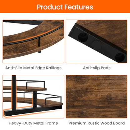 Corner Liquor Bottle Display Shelf - 3-Tier Coffee Syrup Organizer