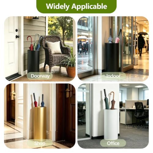 Gold Large Capacity Round Umbrella Holder - Rustproof Floor Stand for Home & Hotel