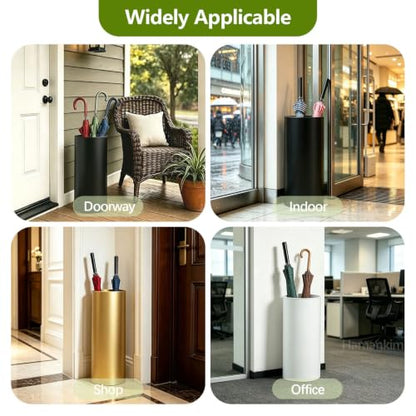 Gold Large Capacity Round Umbrella Holder - Rustproof Floor Stand for Home & Hotel