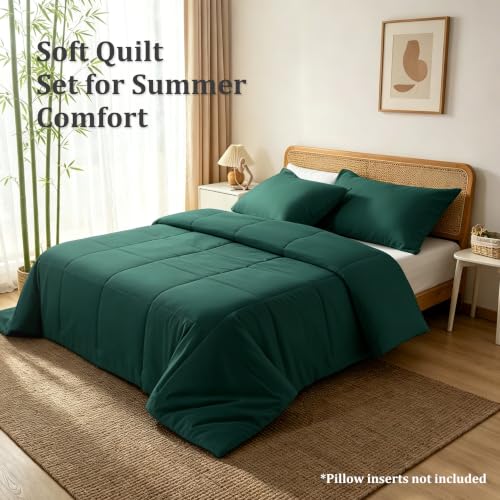Twin Cooling Comforter Set - Green Rayon Bamboo Blend Lightweight Bedding
