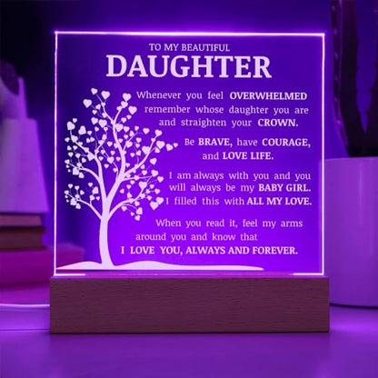 Personalized Acrylic Heart Plaque for Daughter - Inspirational Gift with Wooden Base