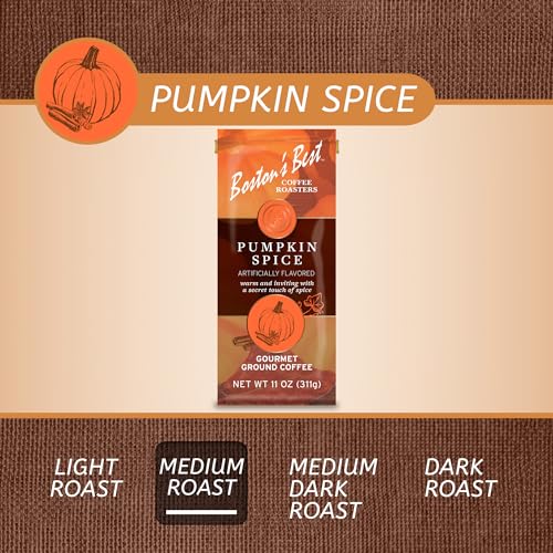 Boston’s Best Coffee - Fall-Inspired Pumpkin Spice Coffee, Medium Roast Gourmet Coffee, Delicious Flavored Coffee, Premium Ground Coffee, 11 oz. / 311 g Coffee Bag