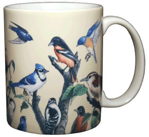 11oz Ceramic Coffee Mug - Bird Artwork, Made in USA