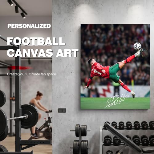 Ronaldo Signature Soccer Poster Canvas Wall Art for Boys Room - 8x10, Action Design