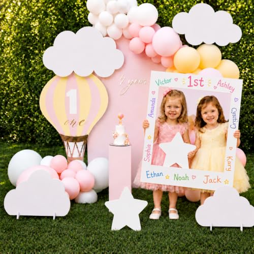 7Pcs White Cloud Standups for Baby Shower & Sky Theme Birthday with Support Stands - Cloud Decoration Set