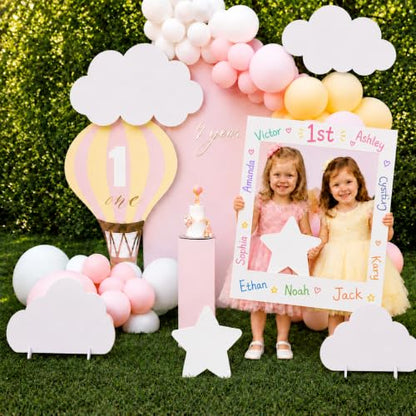 7Pcs White Cloud Standups for Baby Shower & Sky Theme Birthday with Support Stands - Cloud Decoration Set