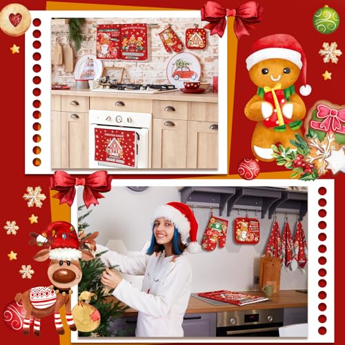 Christmas Kitchen Accessories Set - Red Gingerbread Man Variation, 12-Piece