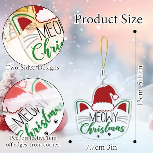 Christmas Cat Ornament Gifts for Women Acrylic White - Purrfect Holiday Decor