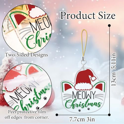 Christmas Cat Ornament Gifts for Women Acrylic White - Purrfect Holiday Decor