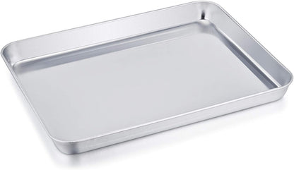TeamFar Stainless Steel Toaster Oven Pan | Heavy Duty, Deep Edge, Dishwasher Safe - 8''x10.5''x1''