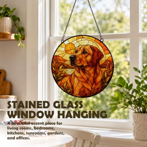 Labrador Retriever Stained Glass Window Suncatcher - Ready to Hang, 7.9x7.9in - Labrador Variation