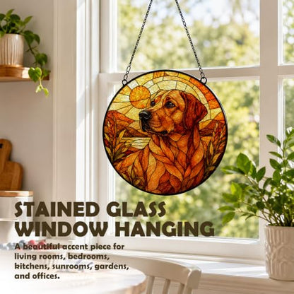 Labrador Retriever Stained Glass Window Suncatcher - Ready to Hang, 7.9x7.9in - Labrador Variation