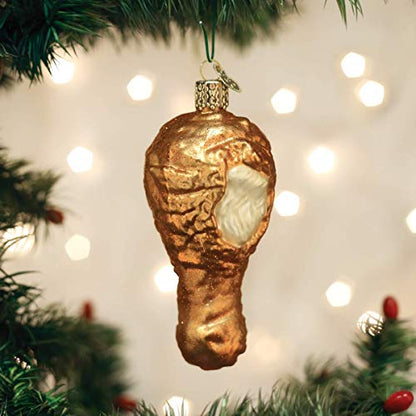 Fried Chicken Christmas Ornament - Hand-Painted Glass Holiday Keepsake
