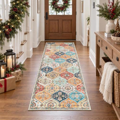 Orange 2x6 Non-Slip Hallway Runner Rug - Washable Low Pile Floor Mat