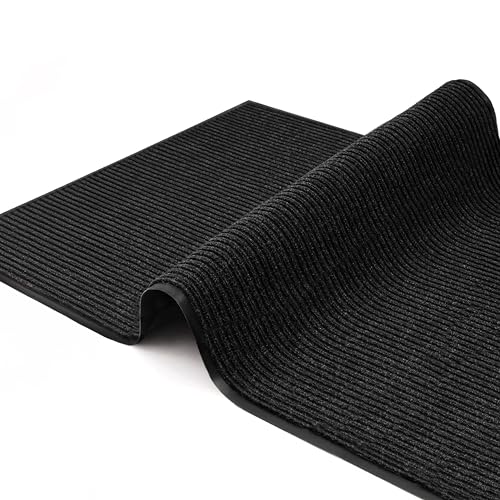 Commercial Door Mat 3'x5' Heavy Duty Industrial Floor Mat for High Traffic Areas, Nonslip Rubber Backing, Large Door Mat for Indoor Entrance or Business Entryway, Charcoal, Made in USA.
