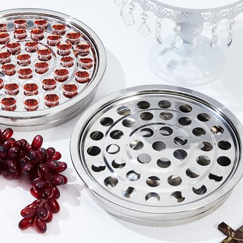 4 Pcs Silver Communion Trays & Disposable Cups Church Supplies - Variation of 4 / Silver