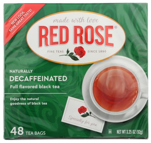 Red Rose Naturally Decaffeinated Tea 48-Count Boxes (Pack of 3)