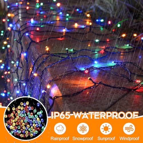 FairyGlim 100 LED Multicolor String Lights - 33FT Waterproof Connectable Christmas Lights with Timer & 8 Modes, Green Wire