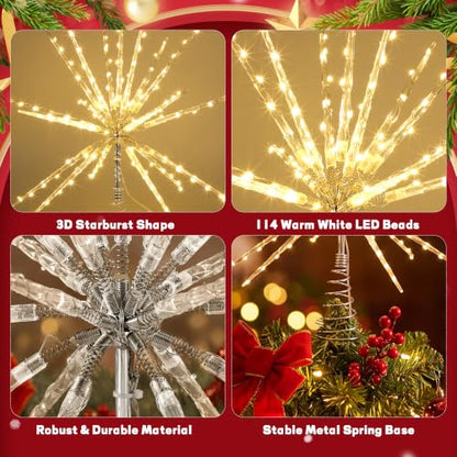 15in Twinkling Starburst Christmas Tree Topper with LED Light - VWAERR
