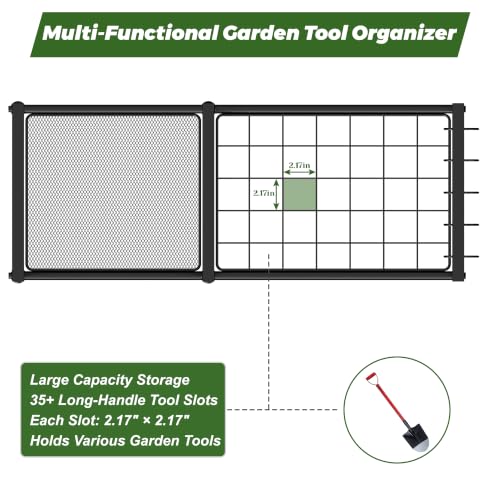 Garden Tool Organizer with Side Pouch 3-Tier Yard Storage Rack