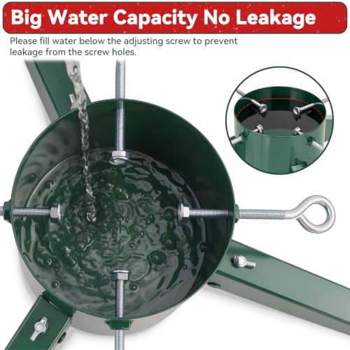 Metal Christmas Tree Stand for 8ft Live Trees - Green, 100lb Capacity