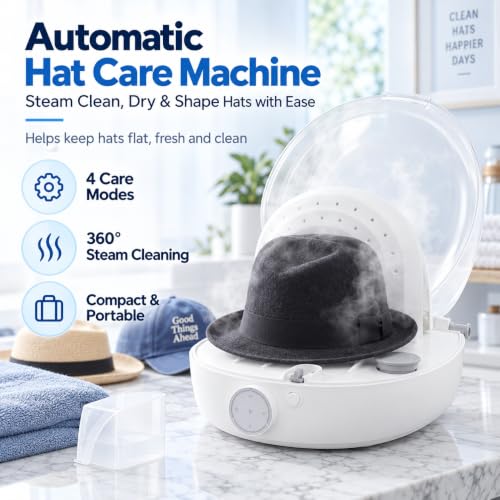 Automatic Hat Cleaner with Steam and Drying - Multi-Mode Steam Cleaning Machine