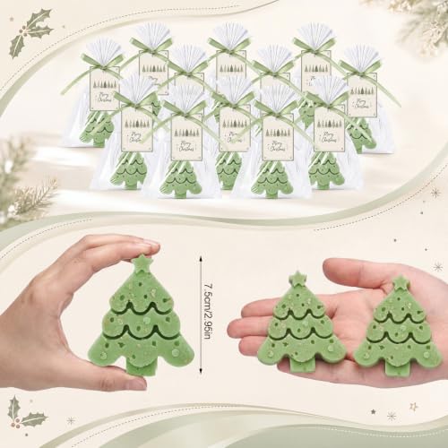 20 Christmas Tree Soaps Set - Handmade Holiday Guest Favors & Decor