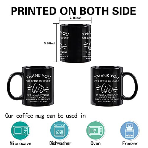 WENSSY Best Uncle Gift Mug - Funny Black 11oz Coffee Cup for Uncle