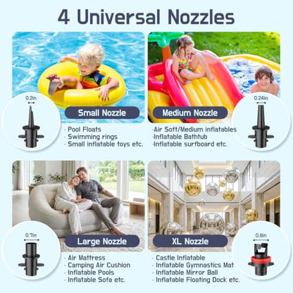 600W Electric Air Pump for Inflatables - Black, AC Inflator Deflator for Pool Floats