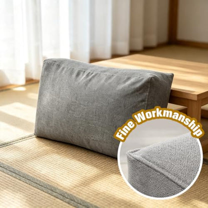 Large Linen Sofa Back Cushion Cover - Khaki 70x50x10cm Replacement Slipcover