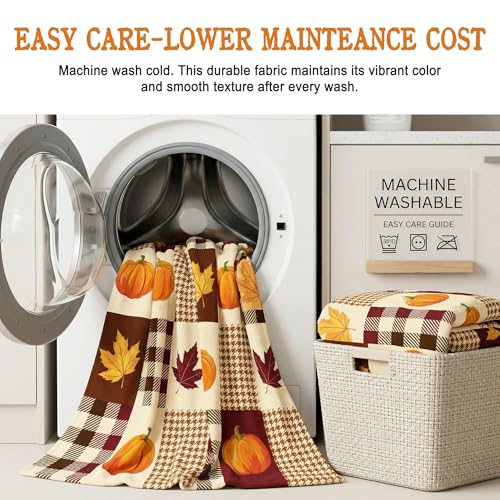 Pumpkin Fall Throw Blanket 300GSM Cozy Microfiber 60x80 Inches