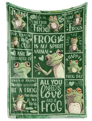 Frog Gifts Blanket for Women - Flannel Throw 50x65 Inches - Frog Lover Gift - Variation 03-Frogs Are