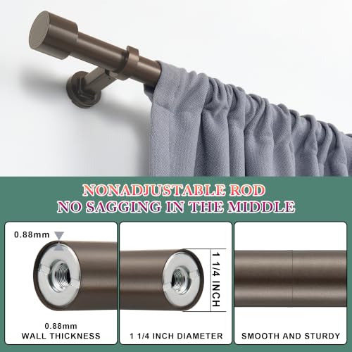 Heavy Duty 36-inch Curtain Rod Set with Solid Aluminum Finials - Dark Bronze
