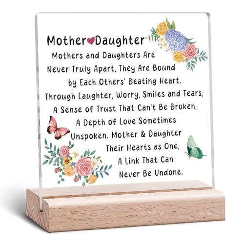 Mom Acrylic Desk Sign Plaque - Daughter Gift from Mother Christmas & Birthday Decor