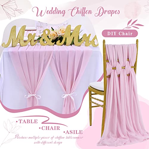 Pink Chiffon Table Runner Overlay 10 Pieces 27x120 Inches Rustic Wedding Decor - Pink / 10pcs27x120 Inches