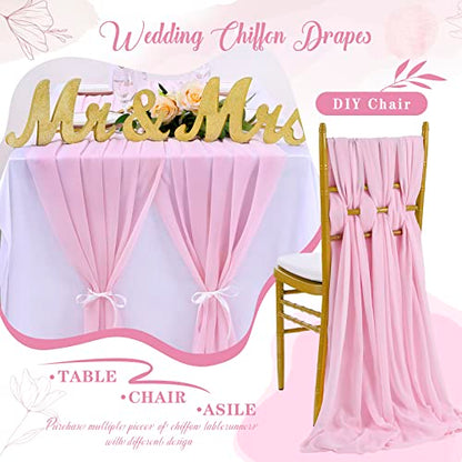 Pink Chiffon Table Runner Overlay 10 Pieces 27x120 Inches Rustic Wedding Decor - Pink / 10pcs27x120 Inches