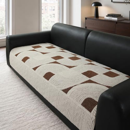 OHSIO Geometric Couch Cover - Brown 35''x 70.8'' Sofa Seat Cushion Cover