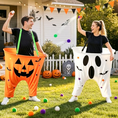 Large Pumpkin vs Ghost Catch Toss Game for Adults Halloween Party - 2 Pcs
