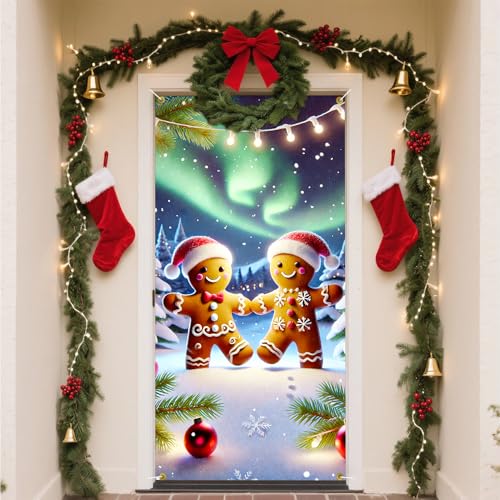 Christmas Door Banner 71x35 Gingerbread Couple Holiday Home Decor - Variation 11