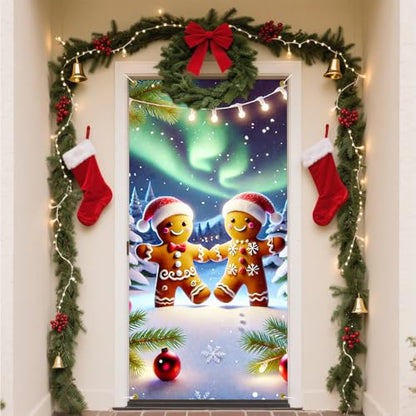 Christmas Door Banner 71x35 Gingerbread Couple Holiday Home Decor - Variation 11