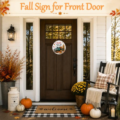 Fall Wooden Door Sign with Lanyard - Autumn Harvest Decor, 11.5 Inches